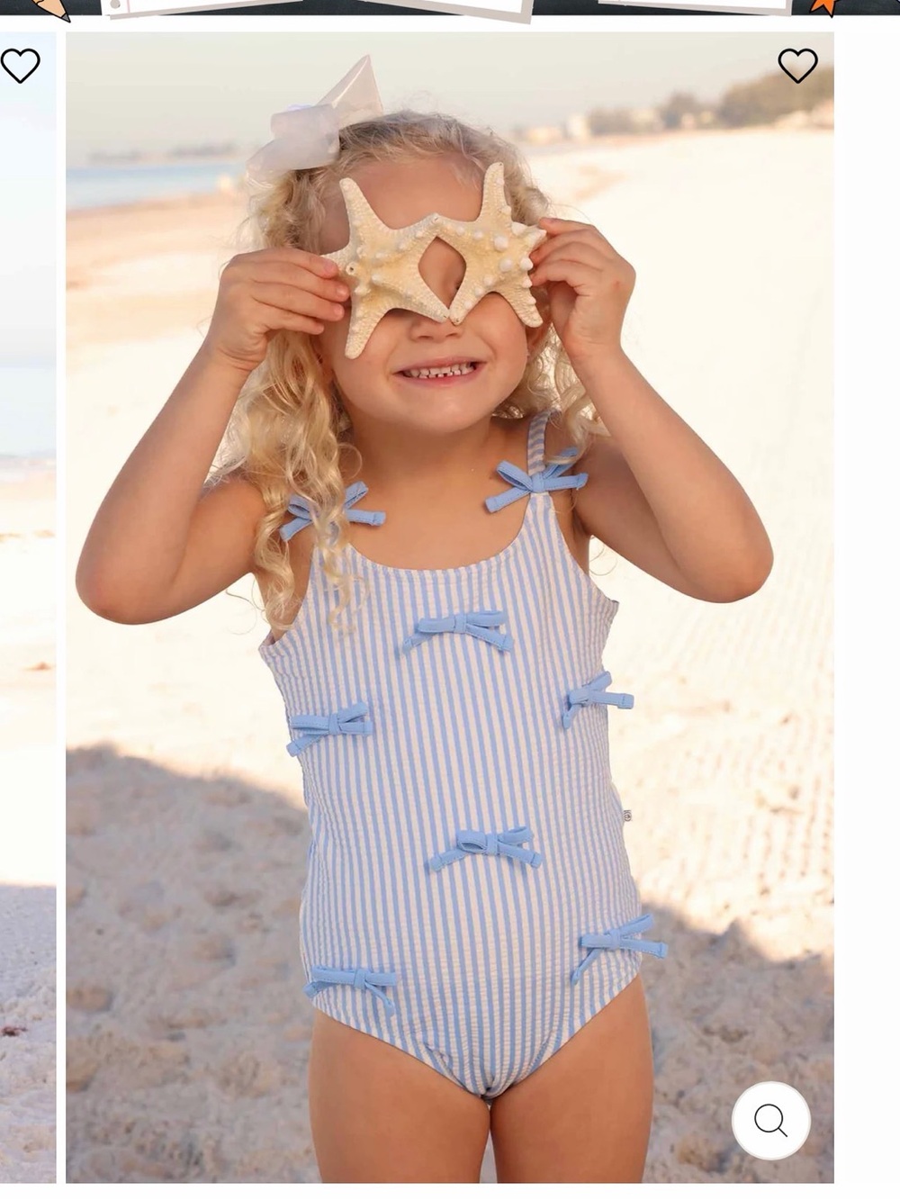Girls Blue Stripe One-Piece Swimsuit with Bows